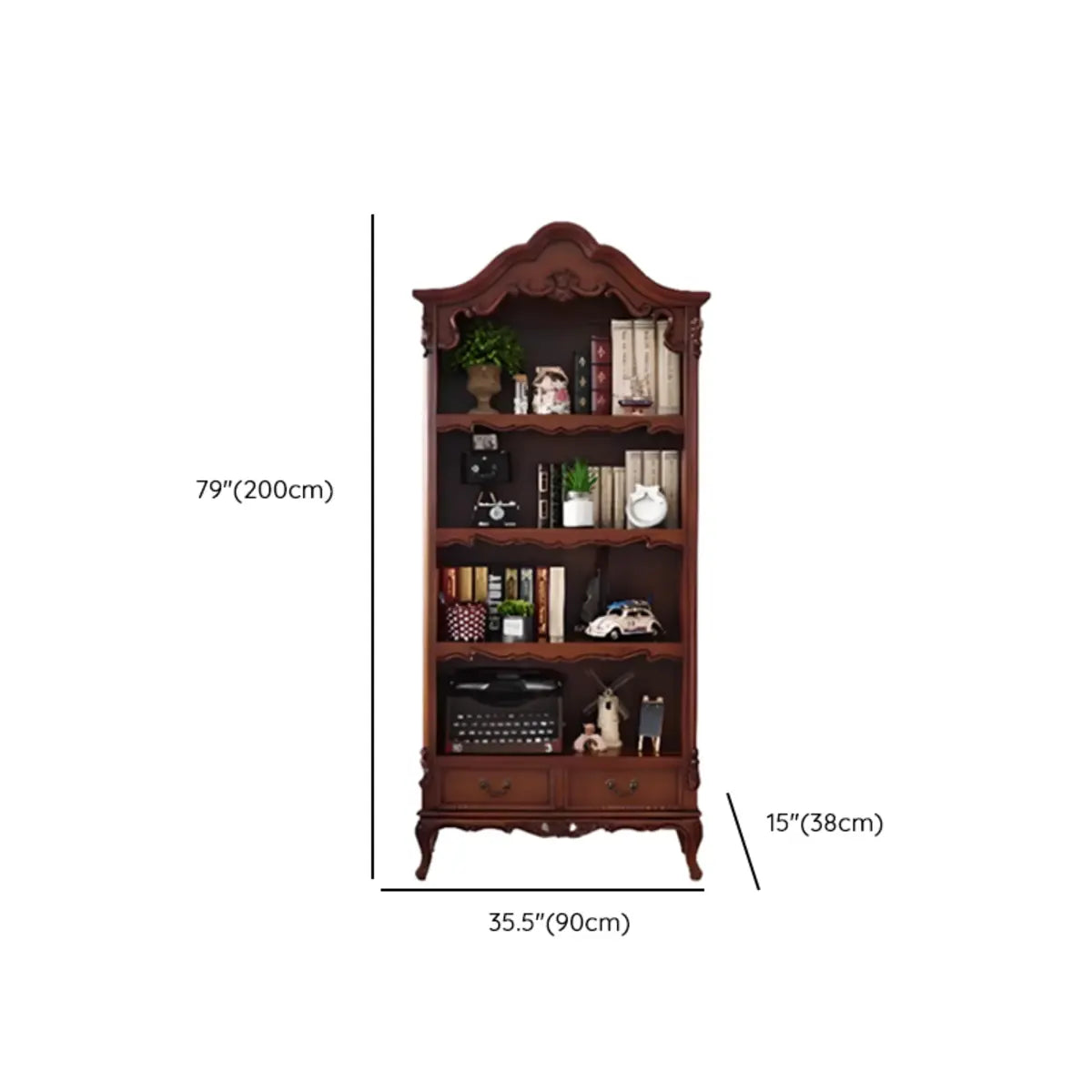 Elegant Display Cabinet Closed Back Wood Bookcases 