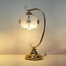 Elegant Dome Glass Shade Curved Metal Arm Table Lamp Image - 7