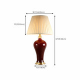 Elegant Drum-Shaped Red Geometric Ceramic Table Lamp #size
