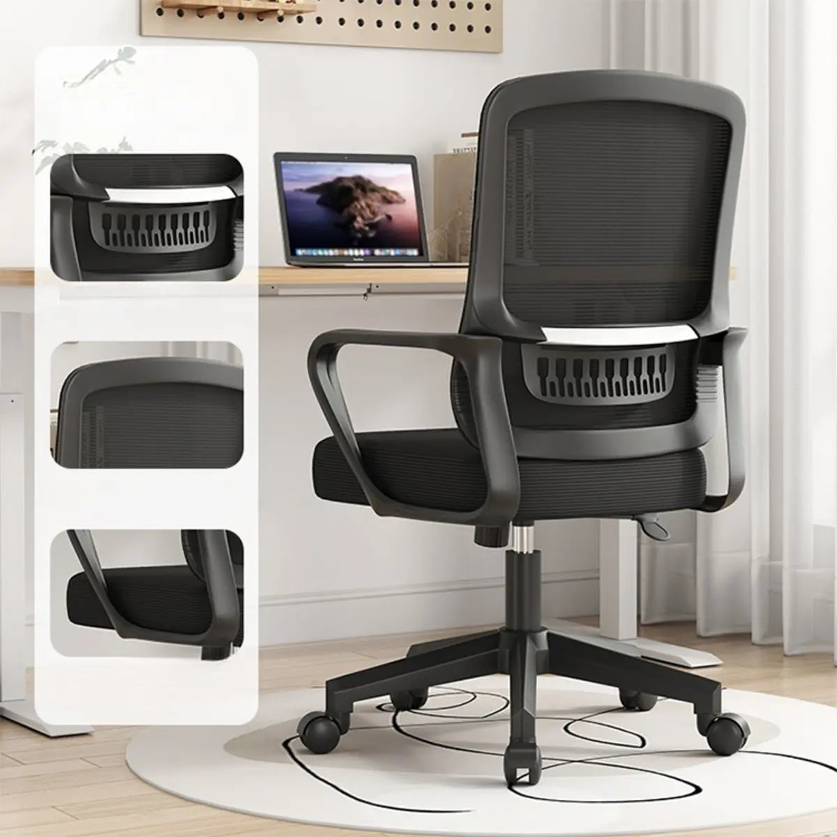 Elegant Ergonomic Mesh Office Chair with Wheels Image - 2