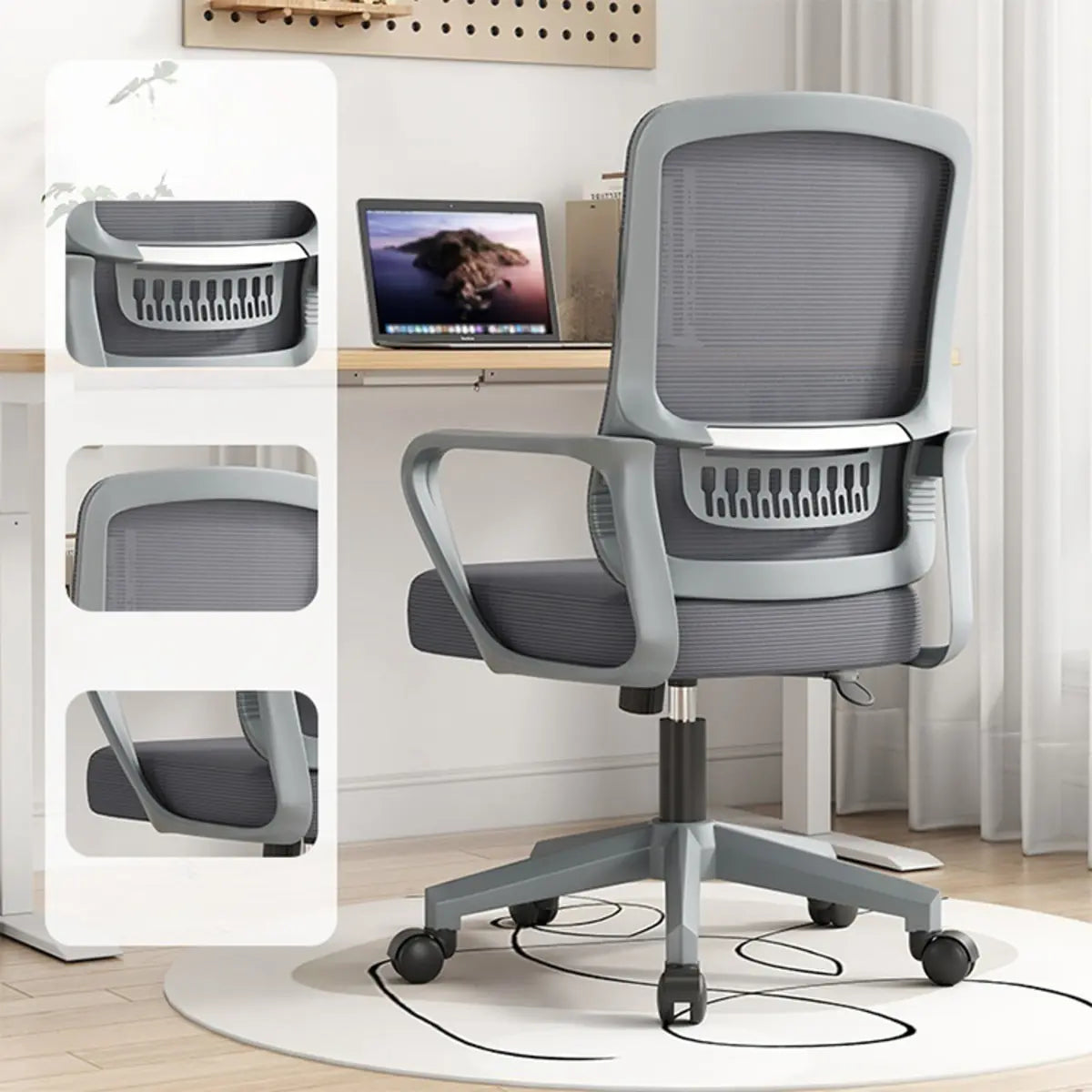 Elegant Ergonomic Mesh Office Chair with Wheels Image - 3