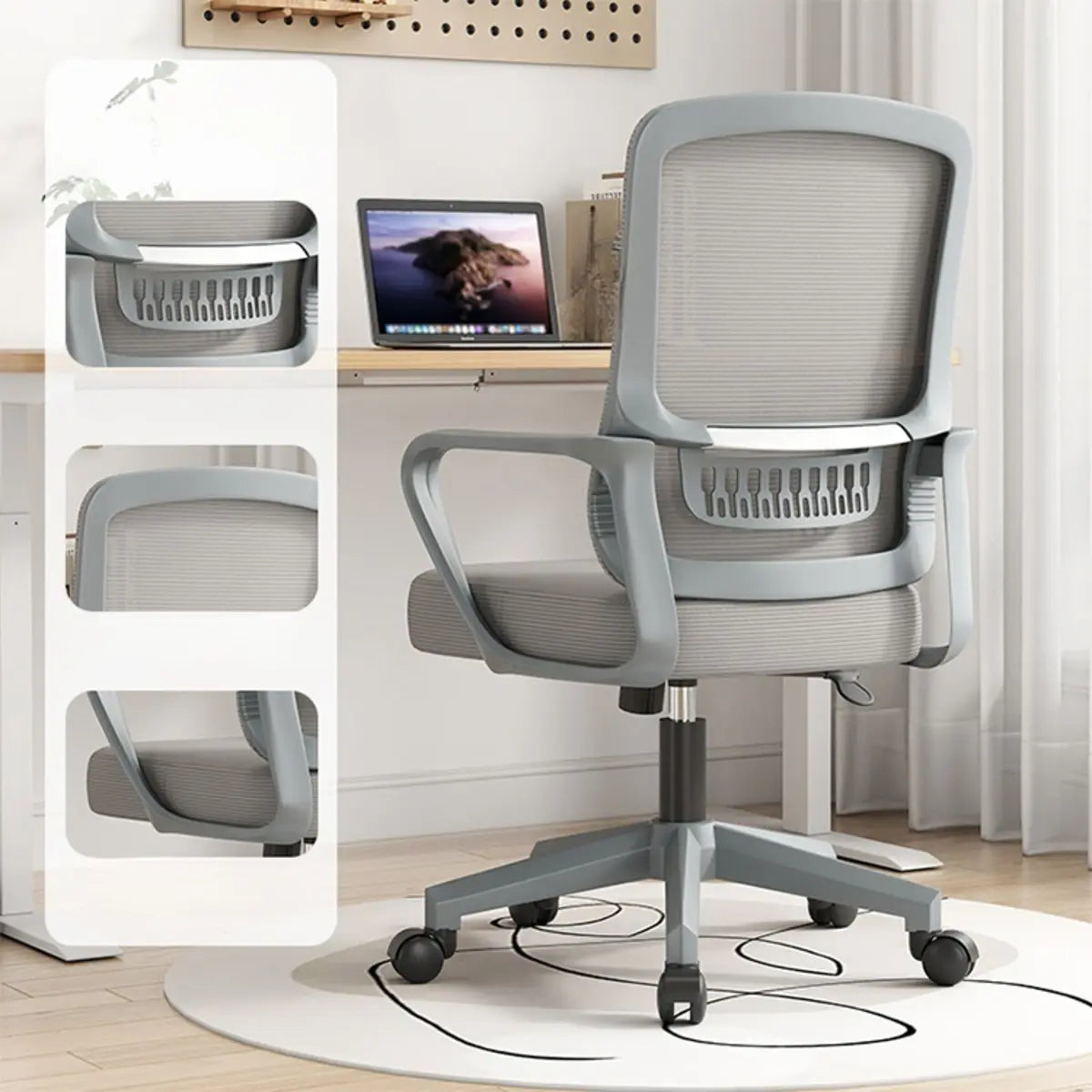 Elegant Ergonomic Mesh Office Chair with Wheels Image - 5