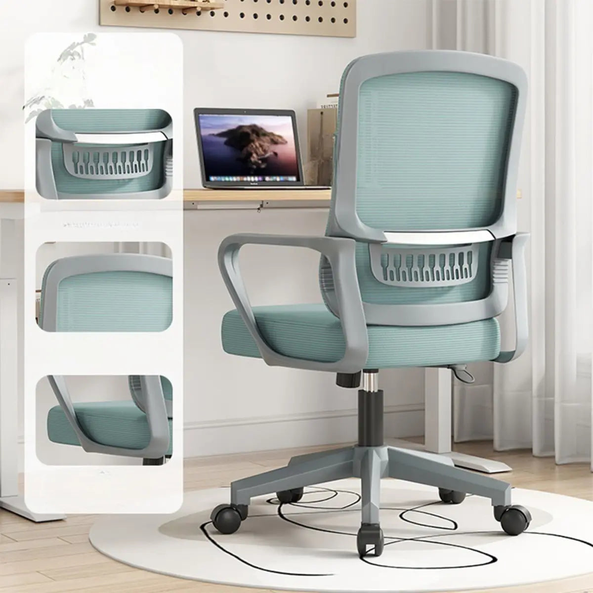 Elegant Ergonomic Mesh Office Chair with Wheels Image - 7