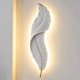 Elegant Feather White Metal LED Wall Sconce Image - 1