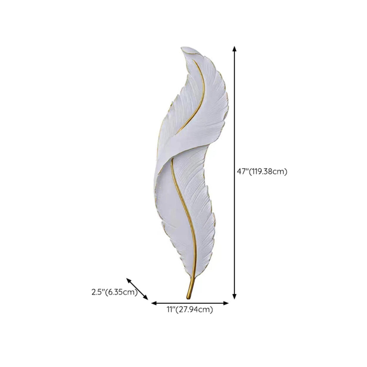 Elegant Feather White Metal LED Wall Sconce Image - 14