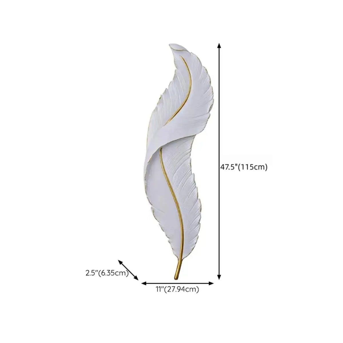 Elegant Feather White Metal LED Wall Sconce