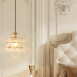 Elegant Floral Cylinder Clear Glass Pendant Light Bedroom Image - 3