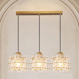 Elegant Floral Cylinder Clear Glass Pendant Light Bedroom Image - 5