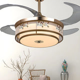 Elegant Floral Drum LED Modern Ceiling Fan with Light Image - 2