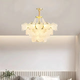 French Luxury Shell Tiered Glass Living Room Chandelier Image - 1