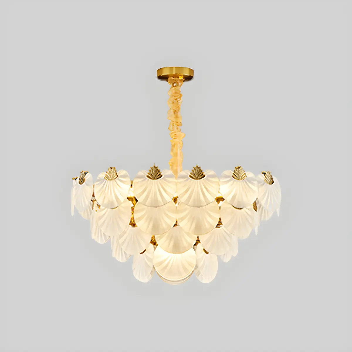 French Luxury Shell Tiered Glass Living Room Chandelier Image - 10