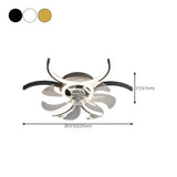 Elegant Flower Clear Blade Ceiling Fan with LED Light #size