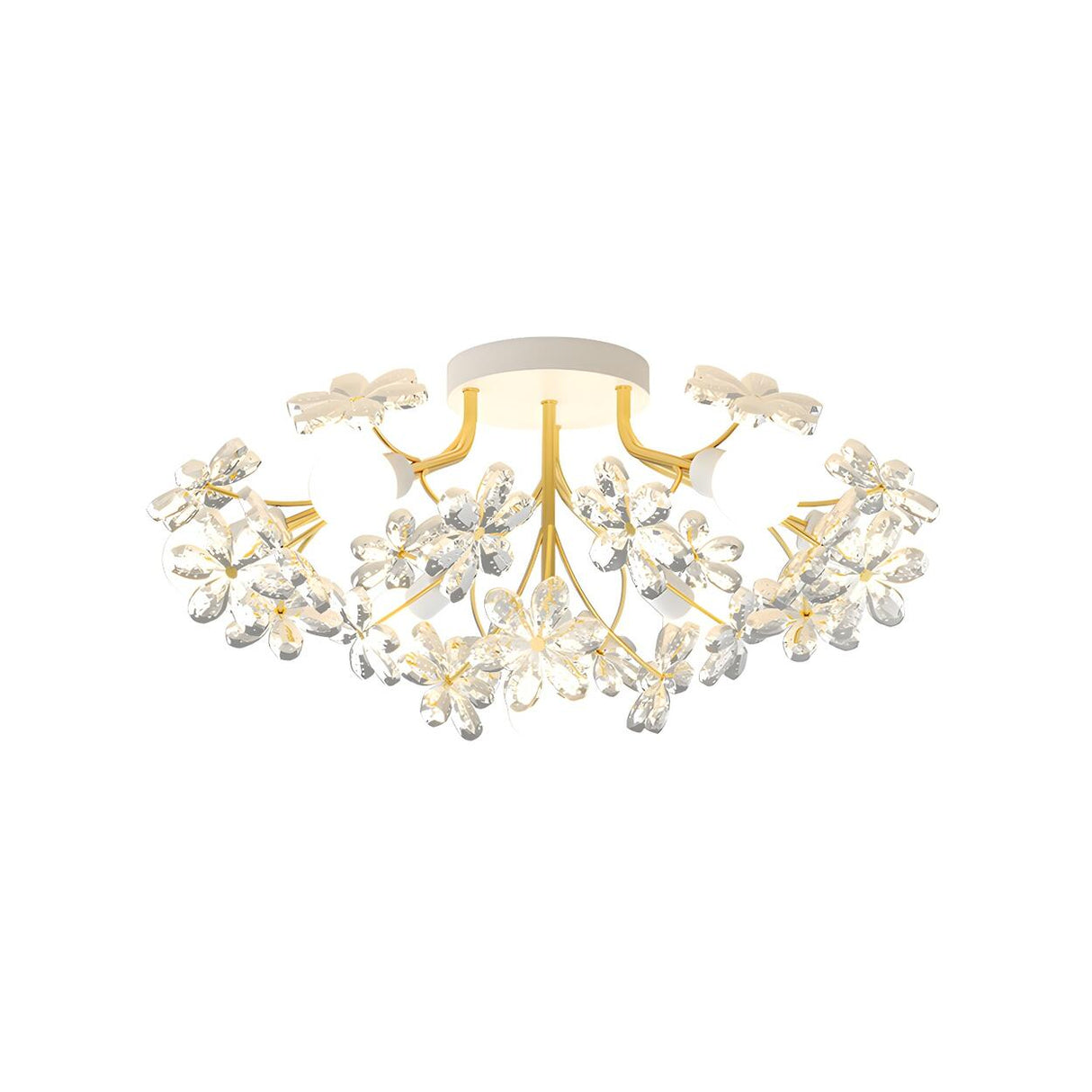 Elegant Flower Crystal Semi-Flush Mount Light 7-Light Image - 5