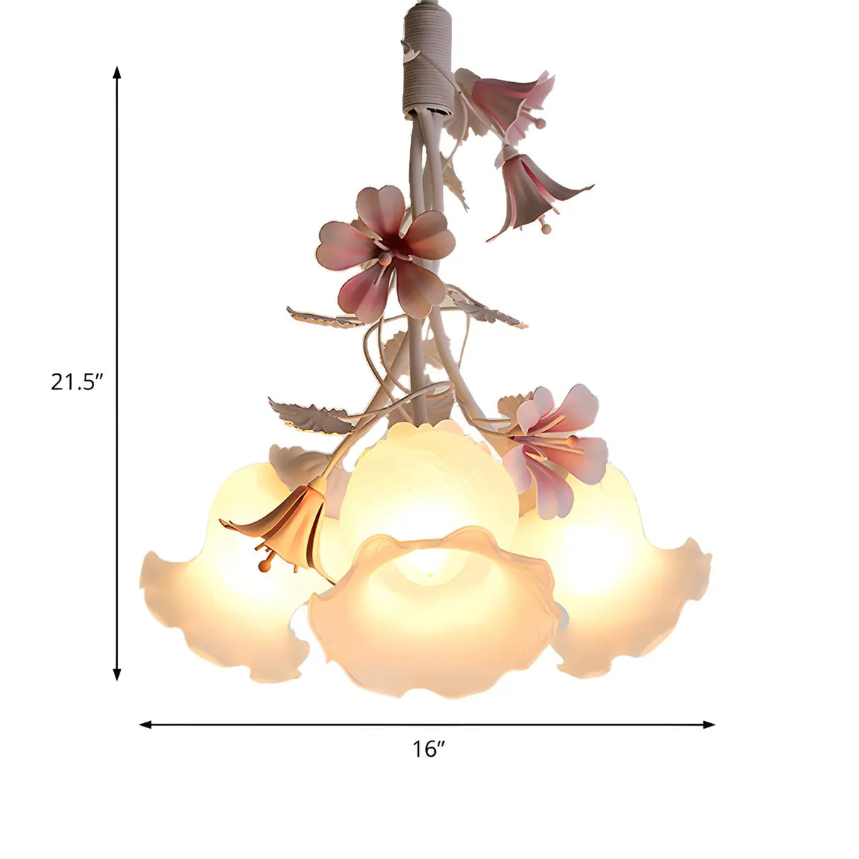 Elegant Flower Rose Glass Chandelier for Living Room White 
