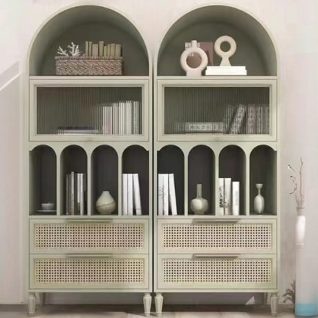 Elegant French Arched Double Drawers Display Bookcase Image - 1