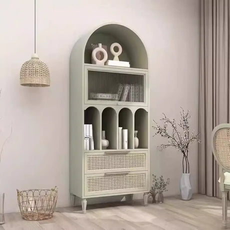 Elegant French Arched Double Drawers Display Bookcase Image - 2