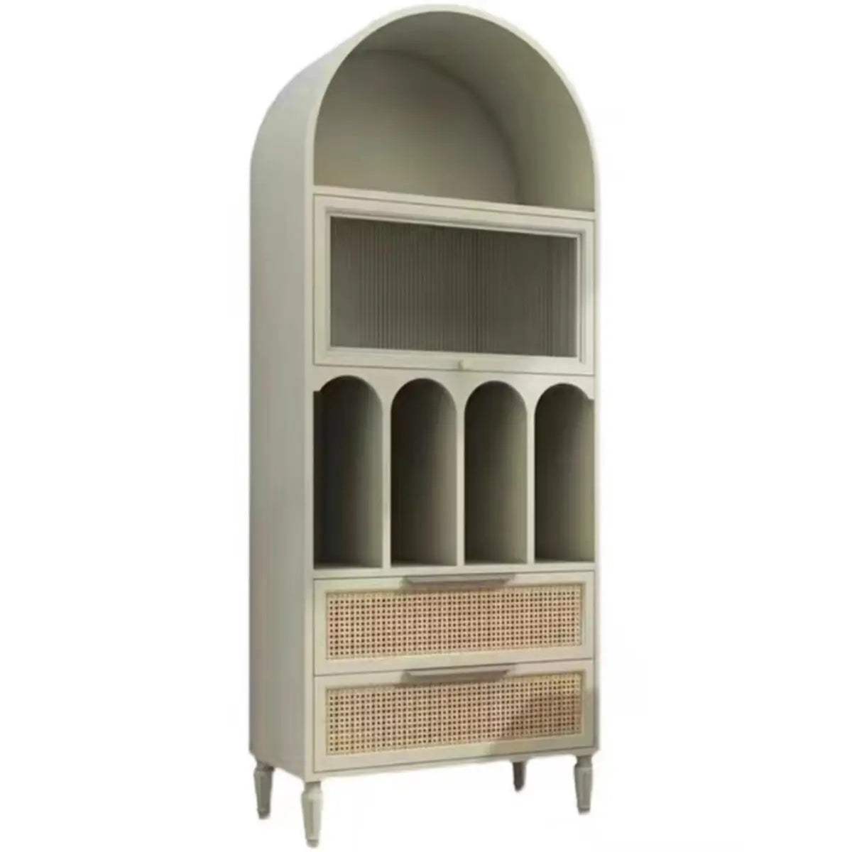 Elegant French Arched Double Drawers Display Bookcase Image - 8