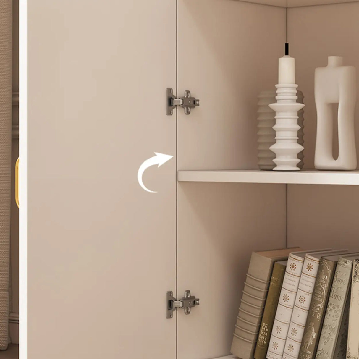 Elegant French White Arched Glass Door Storage Bookcase Image - 11