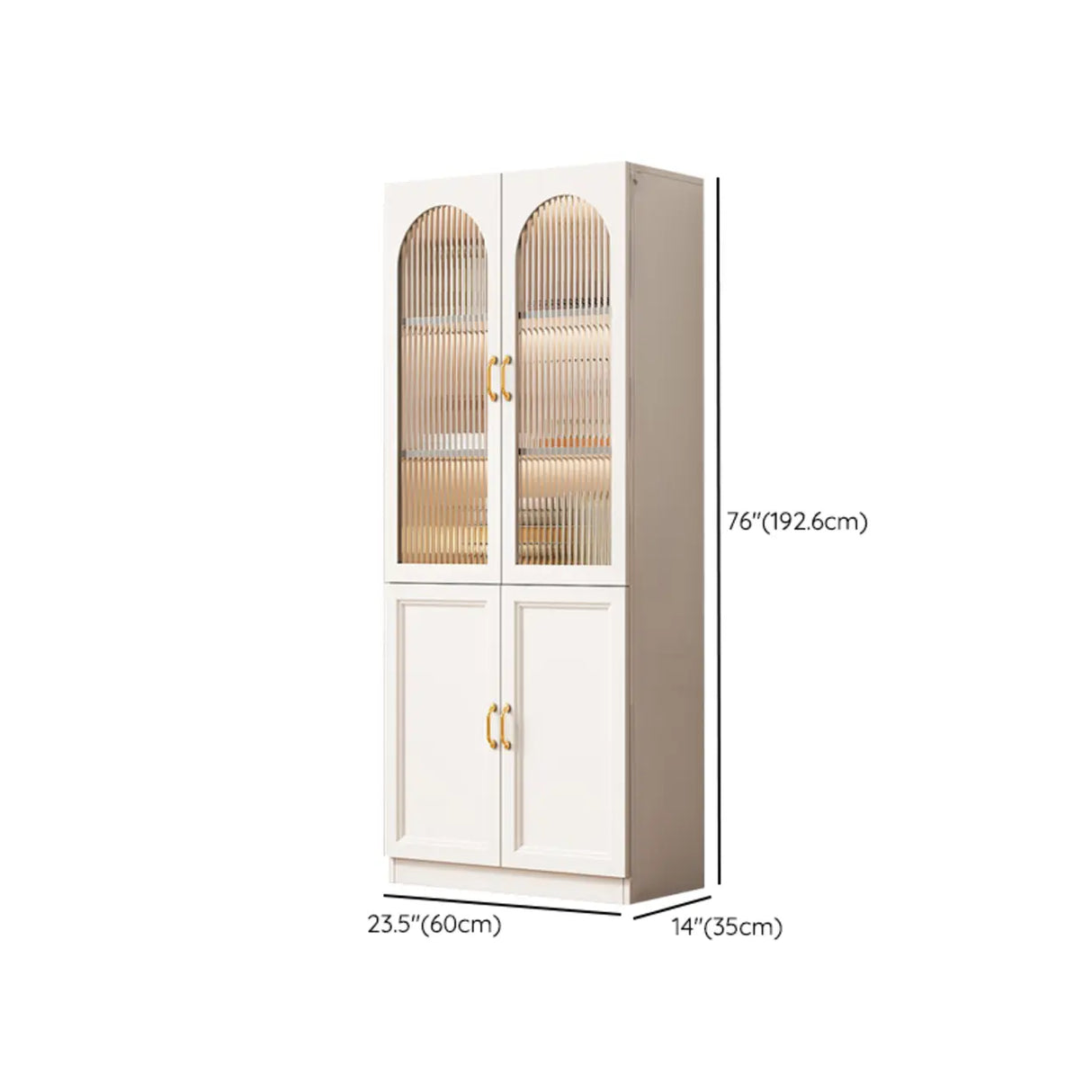 Elegant French White Arched Glass Door Storage Bookcase Image - 14