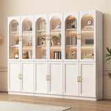 Elegant French White Arched Glass Door Storage Bookcase Image - 6