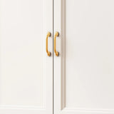 Elegant French White Arched Glass Door Storage Bookcase Image - 9