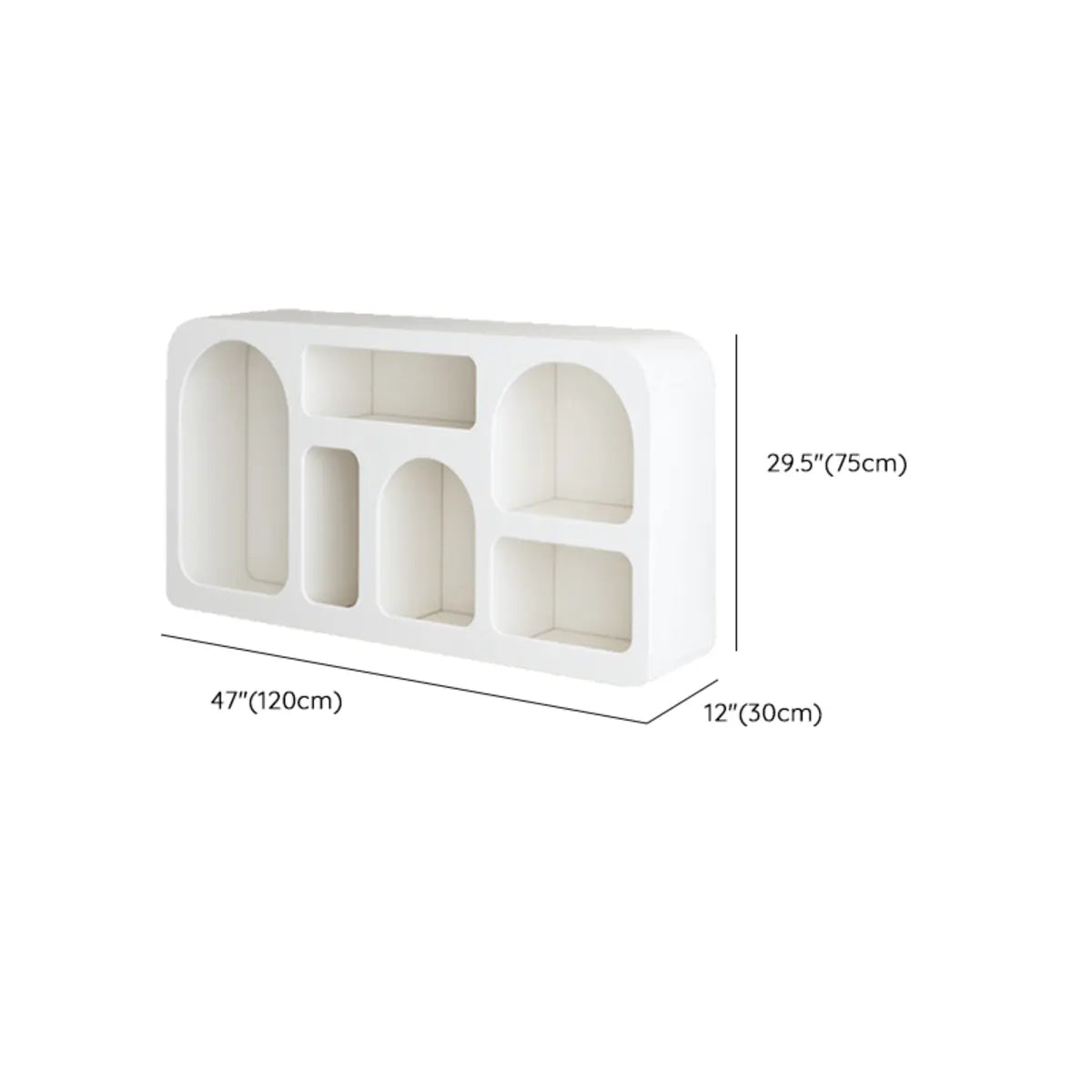 Elegant French White Geometric Wood Display Bookcase 