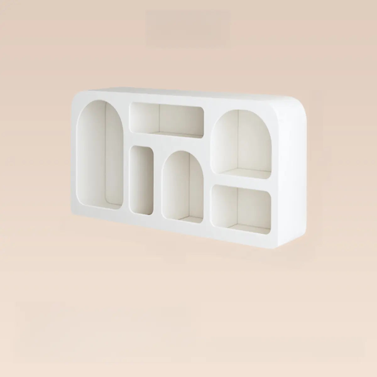 Elegant French White Geometric Wood Display Bookcase Image - 3