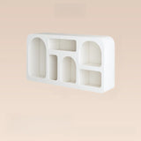 Elegant French White Geometric Wood Display Bookcase Image - 3