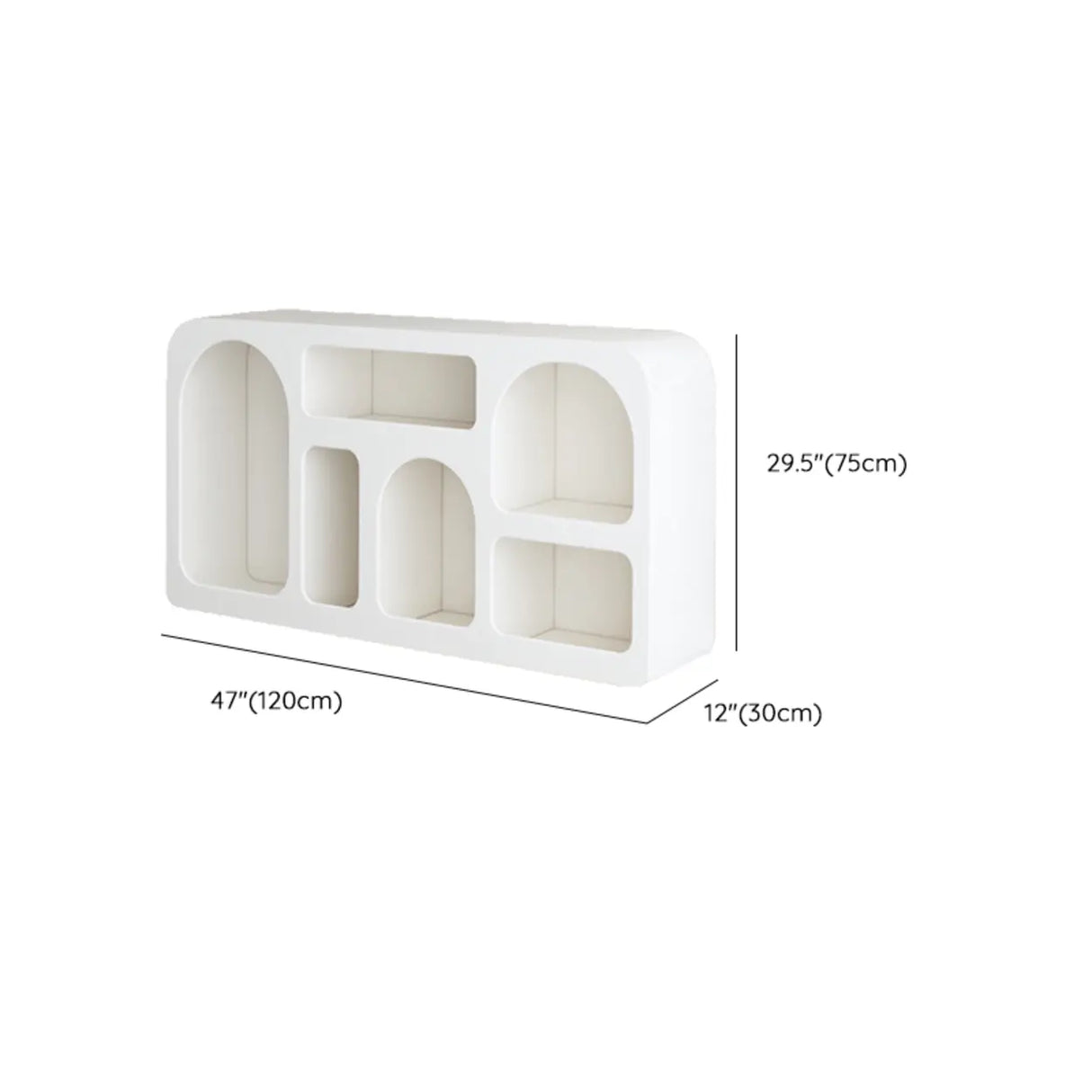 Elegant French White Geometric Wood Display Bookcase 