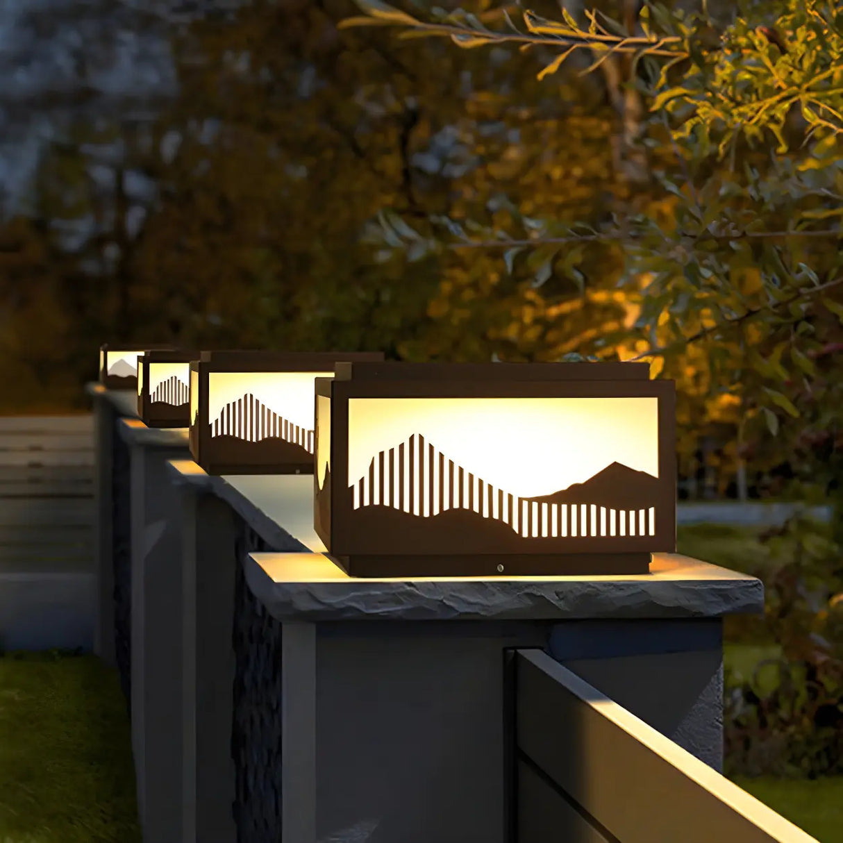 Elegant Geometric Metal Outdoor Landscape Table Lamp Image - 3