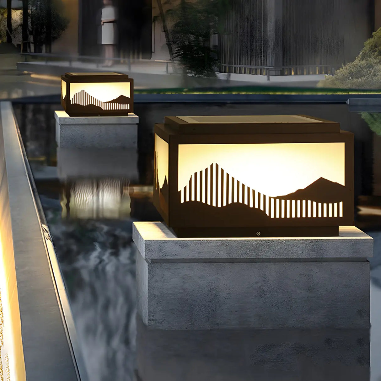 Elegant Geometric Metal Outdoor Landscape Table Lamp Image - 5