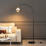 Elegant Glass Globe Gold Arc Metal LED Floor Lamp Image - 3