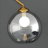 Elegant Glass Globe Gold Arc Metal LED Floor Lamp Image - 6