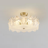 Elegant Glass Shell Semi-Flush Mount Light Living Room Image - 16