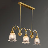 Elegant Gold and Glass Flower Kitchen Island Light Image - 12