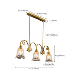 Elegant Gold and Glass Flower Kitchen Island Light #size
