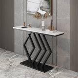 Elegant Gold Base Marble Geometric Foyer Console Table Image - 2
