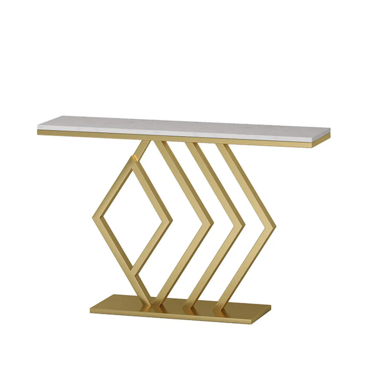 Elegant Gold Base Marble Geometric Foyer Console Table Image - 4