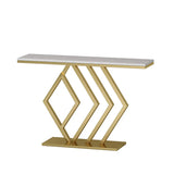 Elegant Gold Base Marble Geometric Foyer Console Table Image - 4