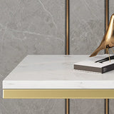 Elegant Gold Base Marble Geometric Foyer Console Table Image - 5