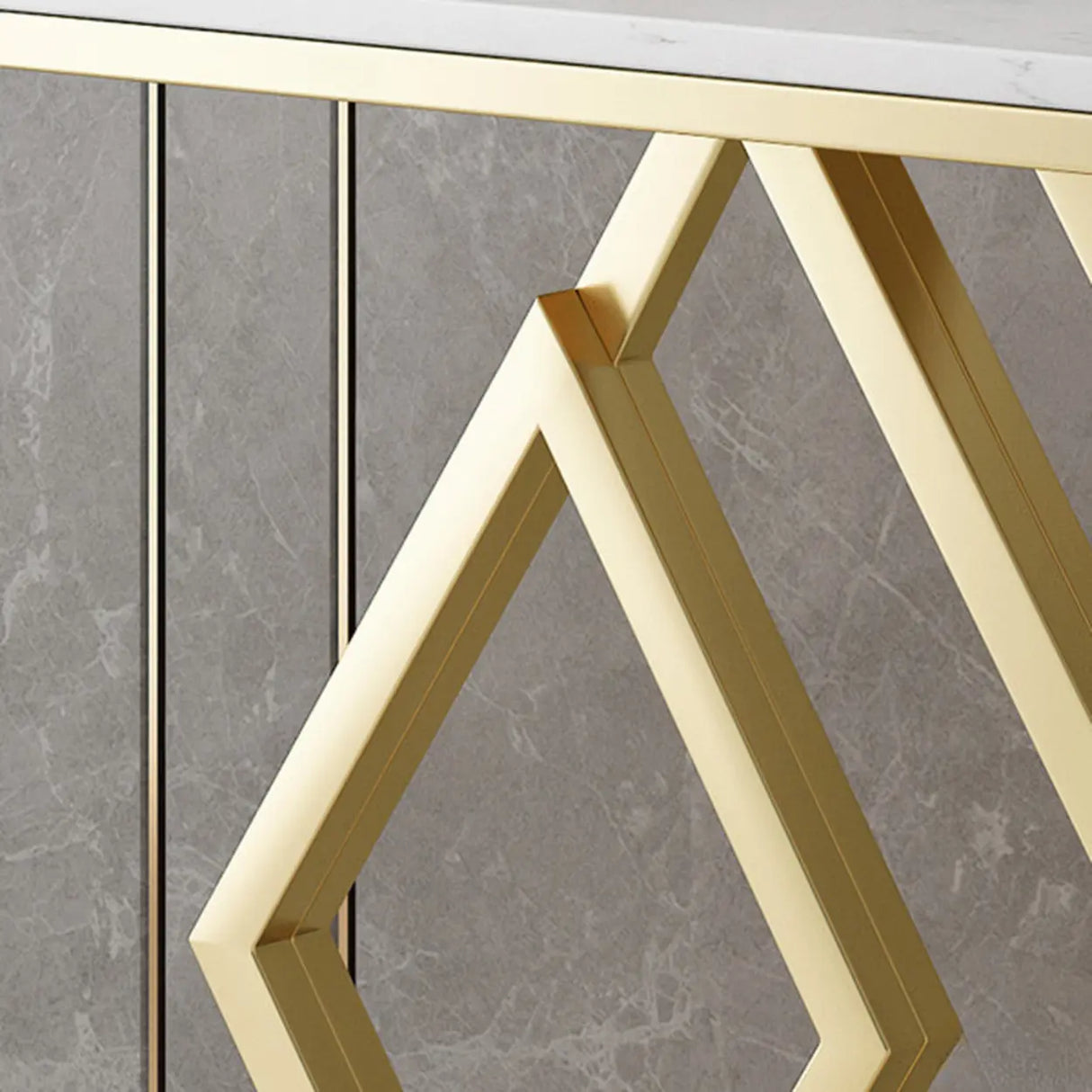 Elegant Gold Base Marble Geometric Foyer Console Table Image - 6