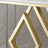 Elegant Gold Base Marble Geometric Foyer Console Table Image - 6