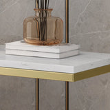 Elegant Gold Base Marble Geometric Foyer Console Table Image - 7