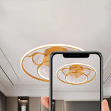 Elegant Gold Circular Ceiling Fan with Dimmable Light Image - 12