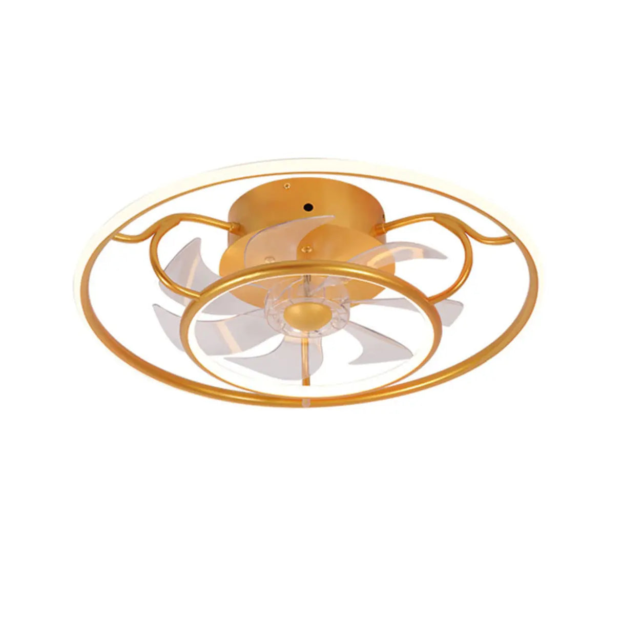 Elegant Gold Circular Ceiling Fan with Dimmable Light Image - 5