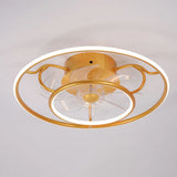 Elegant Gold Circular Ceiling Fan with Dimmable Light Image - 7