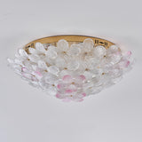 Elegant Gold Glass Floral LED Flush Mount Ceiling Light Image - 10