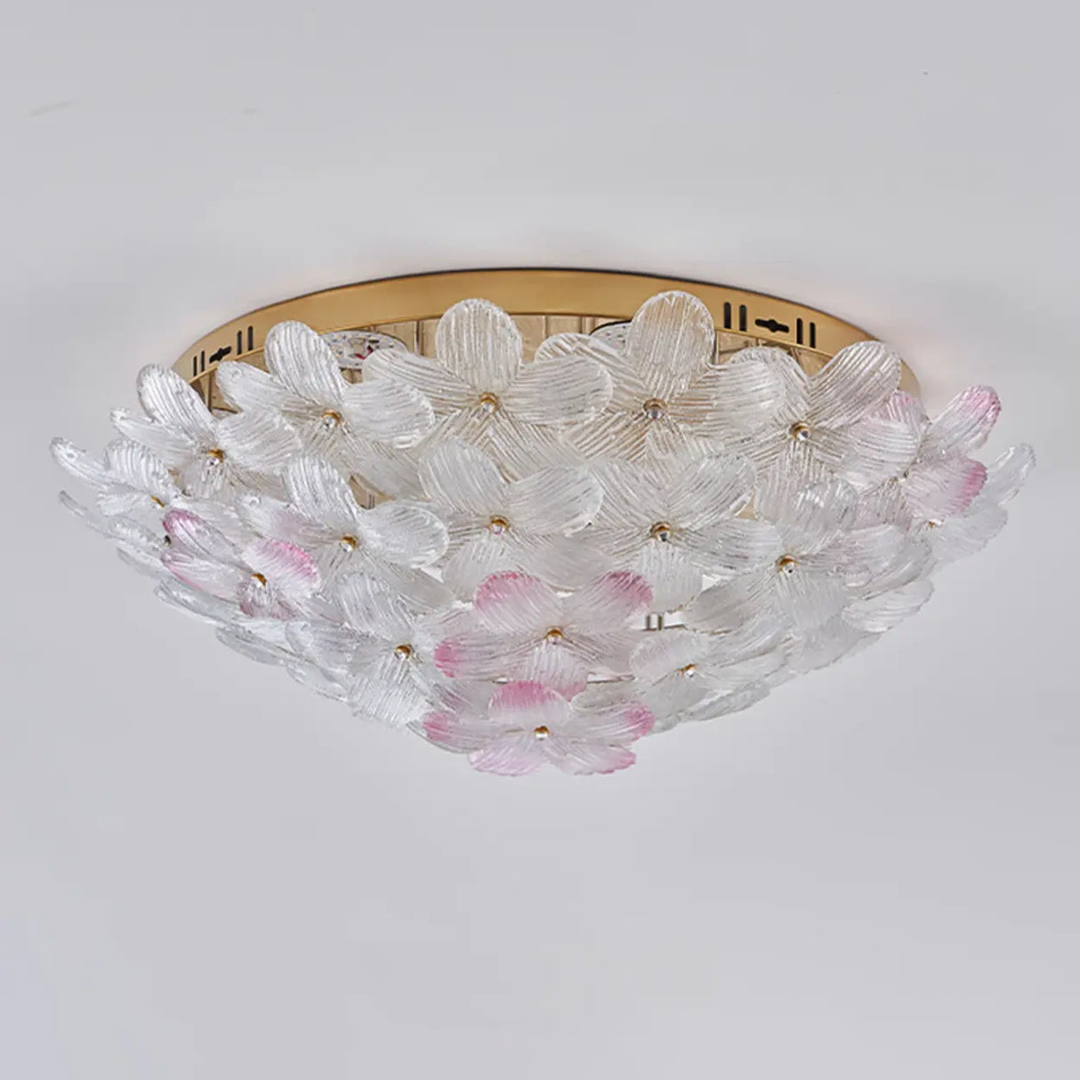 Elegant Gold Glass Floral LED Flush Mount Ceiling Light Image - 10