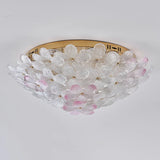 Elegant Gold Glass Floral LED Flush Mount Ceiling Light Image - 10