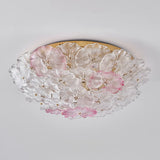 Elegant Gold Glass Floral LED Flush Mount Ceiling Light Image - 12